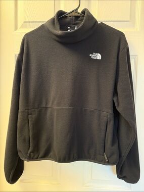The North Face TKA Glacier Cropped Funnel Neck Fleece Pullover Black Size M